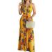 Sexy Dance Beach Dress for Womens Sexy V-neck Open Back Maxi Dress Vintage Floral Evening Party Cub Dress