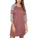 Women Casual Round Neckline Autumn Dress Womens 3/4 Sleeve Loose Casual T-Shirt Tops Dress A-Line Round Neckline Smock Dress