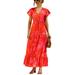 Niuer Long Maxi Dress for Women V-Neck Button Tunic Dress Casual Short Sleeve Beach Holiday Party Swing Dress Sundress Rose XL(US 12-14)