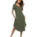 Womens Long Nightgowns V Neck Loungewear Short Sleeve Pajamas,Full Length Sleepwear Sleep Shirt with Pockets,Plus Size Casual Cotton Nightshirts House Dress Maxi Tie Dye Sleepdress,Green S-2XL