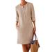 Women Plus Size Linen Look Casual T-Shirt Dress Casual Beach Sundress