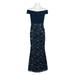Adrianna Papell Off Shoulder Zipper Back Trumpet Embroidered Soutache Jersey Dress-MIDNIGHT