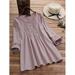Women's Scoop Neck Pleated Blouse Solid Color Lovely Button Tunic Shirt