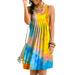 UKAP Womens Sleeveless Summer Beach Dress V Neck Tie Dye Sundress Casual Swing Short Dress