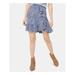 MICHAEL KORS Womens Blue Printed Mini Ruffled Skirt Size XXL