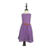 Girl Sleeveless Lace Dress Lace Skirt with belt, Purple 110