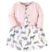 Hudson Baby Baby Girl Cotton Dress and Cardigan Set, Modern Pink Safari, 18-24 Months