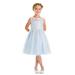 Little Girls Blue Embroidered Mesh Pearl Trim Party Easter Dress