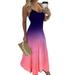 Women Sleeveless Gradient Color Long Maxi Dress Summer Casual Spaghetti Strap Swing Dress Plus Size Party Evening Cocktail Dress S-5XL