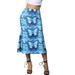 Puloru Women's heart-shaped print bohemian midi skirt high waist A-line fashion