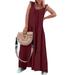 ZANZEA Women's Korean Casual Loose Solid Color O Neck Sleeveless Dress