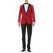 Ferrecci Men's Reno Red/Black Slim Fit Shawl Collar Lapel 2 Piece Tuxedo Suit Set - Tux Blazer Jacket and Pants (38 Short)