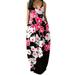 LilyLLL Womens Sleevless Pockets Long Kaftan Dress Floral Print Summer Beach Sundress