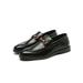 LUXUR Men's Classic Loafers Chunky Heel Casual Slip On Metal Buckle Solid Color Driving Shoes Round Toe