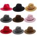 Windfall Vintage Solid Color Felt Wide Brim Bowler Fedora Hat Winter Floppy Women Cap