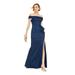 ADRIANNA PAPELL Womens Navy Slitted Ruffled Sleeveless Off Shoulder Full-Length Body Con Evening Dress Size 8