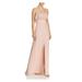 WATTERS & WATTERS Womens Beige Slitted Ruffled Spaghetti Strap Scoop Neck Full-Length Fit + Flare Formal Dress Size 10