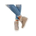 Lacyhop Women's Ankle Boots Booties Fur Lined Hidden Wedge Heel Casual Shoes Dual Zipper