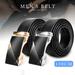 2Pcs Mens Automatic Buckle Belt, PU Leather Belt Automatic Ratchet Buckle Black Holeless for Jeans, Silver+Gold