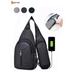 Spencer Men's Sling Bag Chest Shoulder Backpack Crossbody Chest Bag Water Resistant Daypack with USB Charging Port for Gym Travel Hiking-Black (13" * 7.9" * 2.8")