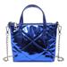 Chinatera Women Pure Zipper Patent Leather Shoulder Handbags Messenger Tote/Blue