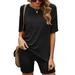 UKAP Casual Loungewear Set for Women Plain Color Sweatsuit 2 Piece Outfits Soft Cotton Tracksuit Set Black XL