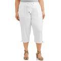 Women's Plus Size Embroidered Cargo 6 Pocket Capri