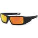 GAMMA RAY Polarized Wrap Around Sports Sunglasses with Shatterproof Nylon Frame - Black Frame Mirror Orange Lens