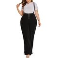 Women's Plus Size Bib Rompers Loose High Waist Dungarees Jumpsuit Zip Overall