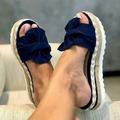 Egmy Women Bowknot Beach Summer Slippers Platform Slope Heels Plus Size Shoes