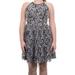 Bar III Women's Sleeveless Halter-Neck Lace-Overlay Flared Dress, Black, S