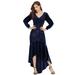 Ever-Pretty Women's Velvet Plus Size Fall Evening Party Dress Cocktail Dress 04712 Navy Blue US12