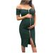 Ladies Pregnant Women Solid Color Sleeveless Off-Shoulder Zipper Sexy Summer Dress