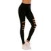 UKAP Cutout Ripped Sports Leggings for Women Tummy Control Moisture Wicking High Waist Sexy Leggings Active Wear Gym Clothes for Girls Stretch Leopard Print Yoga Pants