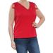 RALPH LAUREN Womens Red Ruched Sleeveless V Neck Top Size M