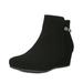 DREAM PAIRS Women's Fashion Wedge Ankle Boots Chunky Heel Suede Zipper Casual Ankle Boots FELICIA BLACK Size 8.5