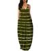 Colisha Womens Casual Sleeveless Plus Size Loose Striped Long Maxi Dress with Pocket Ladies Strappy V Neck Summer Beach Maxi Long Dress