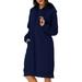 Women Casual Hooded Pullover Long Sleeve Hoodies Sweatshirt Midi Dress