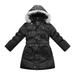 Richie House Girls' Padded Winter Jacket with Belt and Faux Fur Hood RH5870