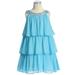 Sweet Kids Toddler Little Girl Aqua Tiered Sequined Party Dress 2T-12