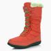 DailyShoes Warm Snow Boots Womens Women's Comfort Round Toe Snow Boots Winter Warm Ankle Short Quilted Lace Up High Boot Soft Heel Autumn Eskimo Fur Red,Nylon,8.5, Shoelace Style Green