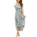 Boho Floral Dress Women Loose Elegant Frill Hem Flowy Swing Dress Ladies Vintage Polka Dot Print Maxi Dress