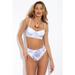 Chic Underwire Bikini Top - White & Grey Marble Print