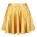 HDE Women's Shiny Liquid Metallic Holographic Pleated Flared Mini Skater Skirt (Gold, XX-Large)