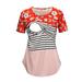 UKAP Women Pregnant Maternity Clothes Nursing Breastfeeding Tops Short Sleeve Striped Pacthwork Tops T-shirt