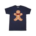 Inktastic Cute Gingerbread Man with Red Plaid Bowtie Adult T-Shirt Male Navy Blue M