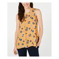 ANNE KLEIN Womens Yellow Floral Sleeveless Jewel Neck Tank Top Size XXS