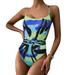 ANNA Women Gradient Print Push Up One-piece Bikinis Swimsuit Beachwear Swimwear