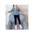 Kids Girls Collar Neck Warm Long Sleeve Denim Jacket