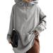 ZANZEA Women Autumn Solid Hooded Collar Casual Baggy Sweatshirt Hoodies Coats